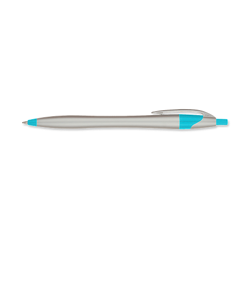 Dart Ballpoint Pen (black ink) in Silver with Lt Blue