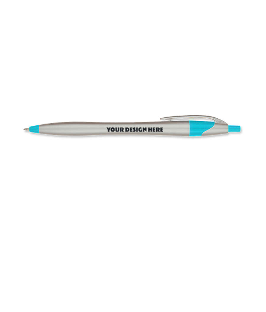 Dart Ballpoint Pen (black ink) in Silver with Lt Blue