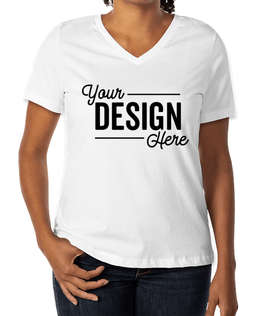 Bella + Canvas Women's Jersey V-Neck T-shirt - Color: White