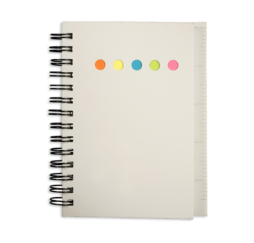 Mini Recycled Spiral Sticky Book with Sticky Notes and Ruler-default