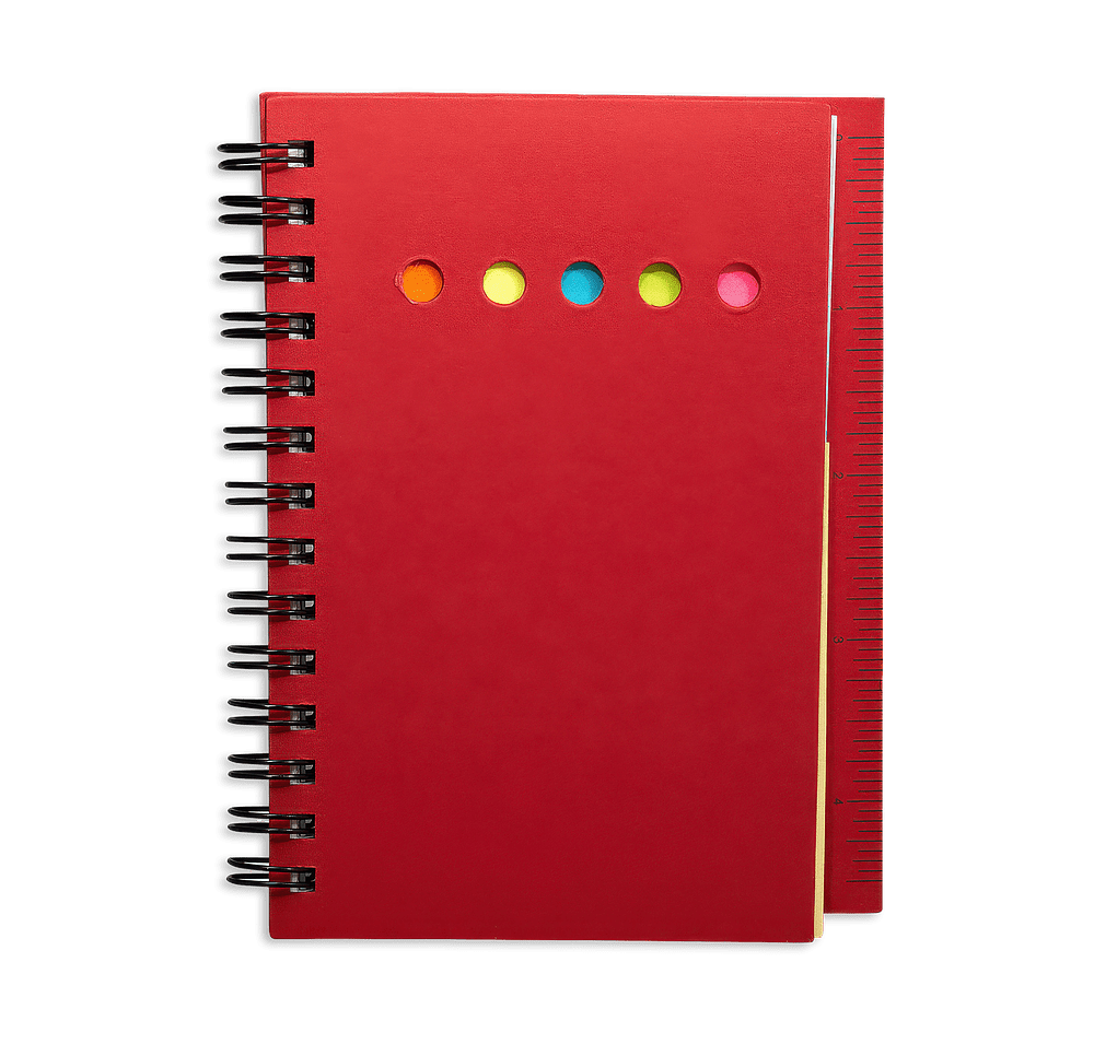 Mini Recycled Spiral Sticky Book with Sticky Notes and Ruler-default