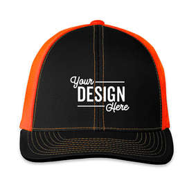 Pacific Headwear Snapback Trucker Hat - Color: Black / Neon Orange