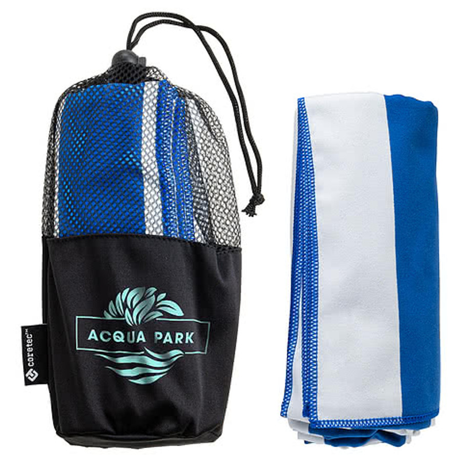 Sandpiper Striped Microfiber Beach Towel with Carrying Pouch in Blue/White