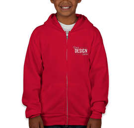 Hanes Youth EcoSmart 50/50 Zip Hoodie - Color: Deep Red