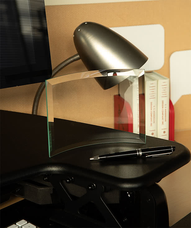 Laser Engraved 5" Glass Curved Prisma Award