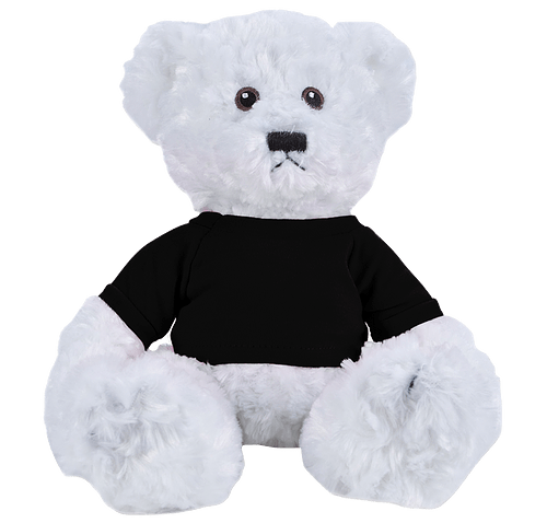 Full Color 10" White Dexter Bear Plush Animal in Black