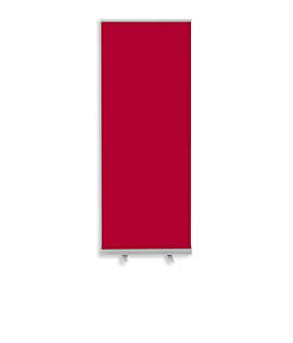 Full Color 31.5" x 83.5" Economy Retractable Banner Kit - Color: Cardinal / Silver