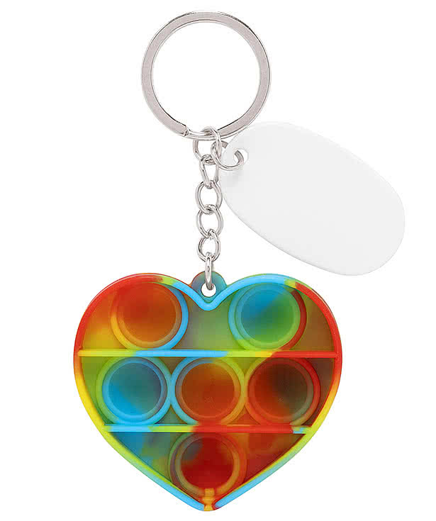 Push Pop Bubble Heart Fidget Keychain