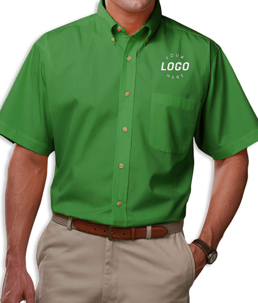 Blue Generation Scotchgard Short Sleeve Dress Shirt - Embroidered in Kelly