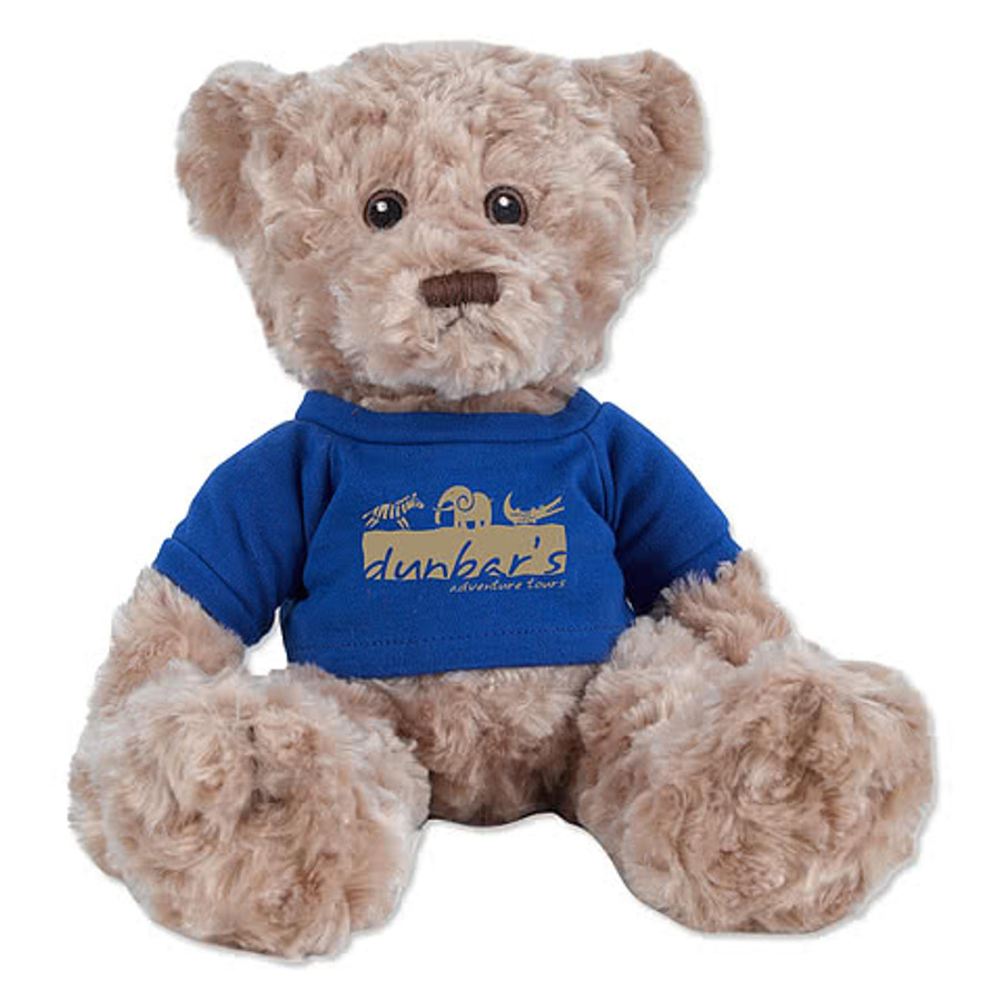 Full Color 10" Tan Dexter Bear Plush Animal in Maroon