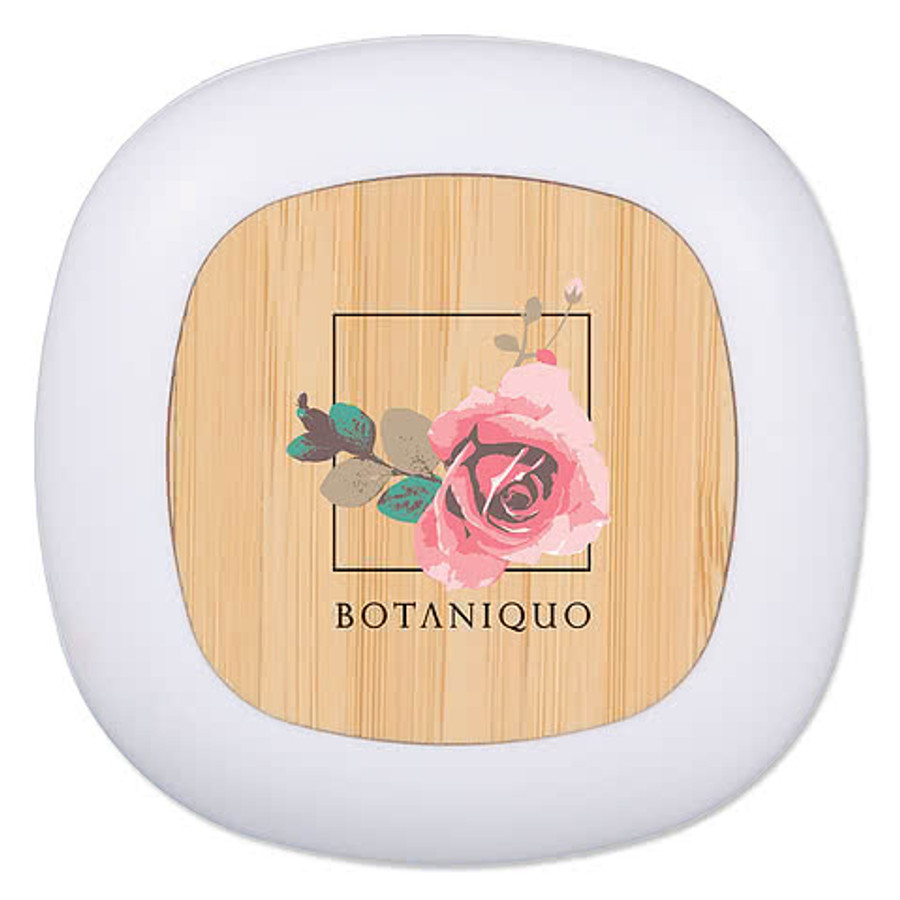 Full Color Mini Recycled Personal Diffuser with Bamboo Accent in White