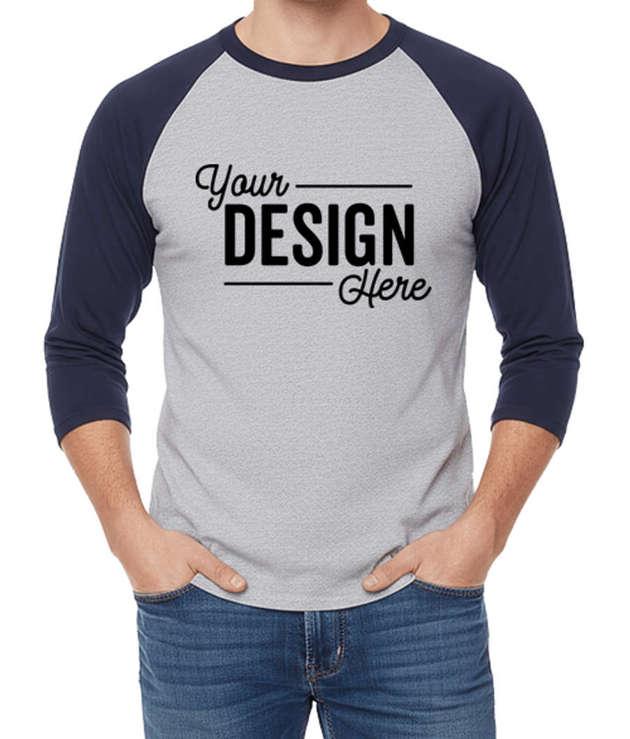 Gildan Heavy Cotton 3/4 Sleeve Raglan T-shirt in Sport Grey / Navy