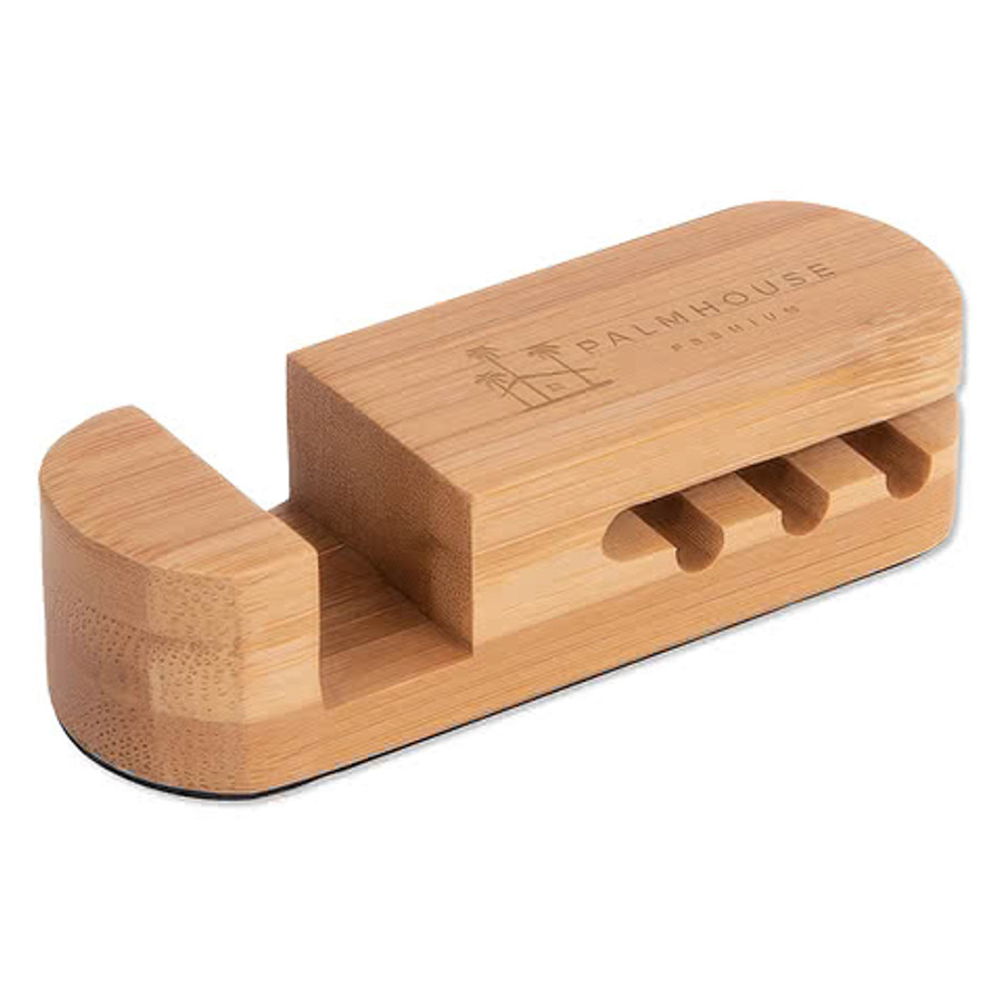 Laser Engraved Bamboo Desktop Cable Organizer in Bamboo