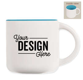 14 oz. Ceramic Two-Tone White Minolo Mug - Color: White / Sky Blue