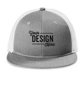 Port Authority Flat Bill Snapback Trucker Hat - Color: Heather Grey / White