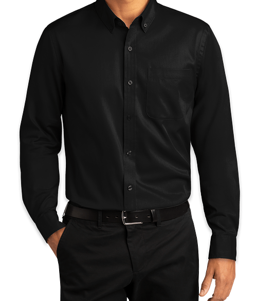 Port Authority SuperPro React Dress Shirt - Embroidered in Deep Black