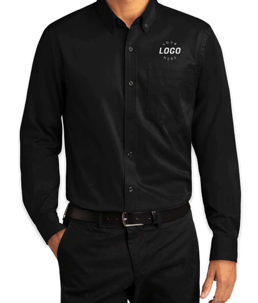 Port Authority SuperPro React Dress Shirt - Embroidered in Deep Black