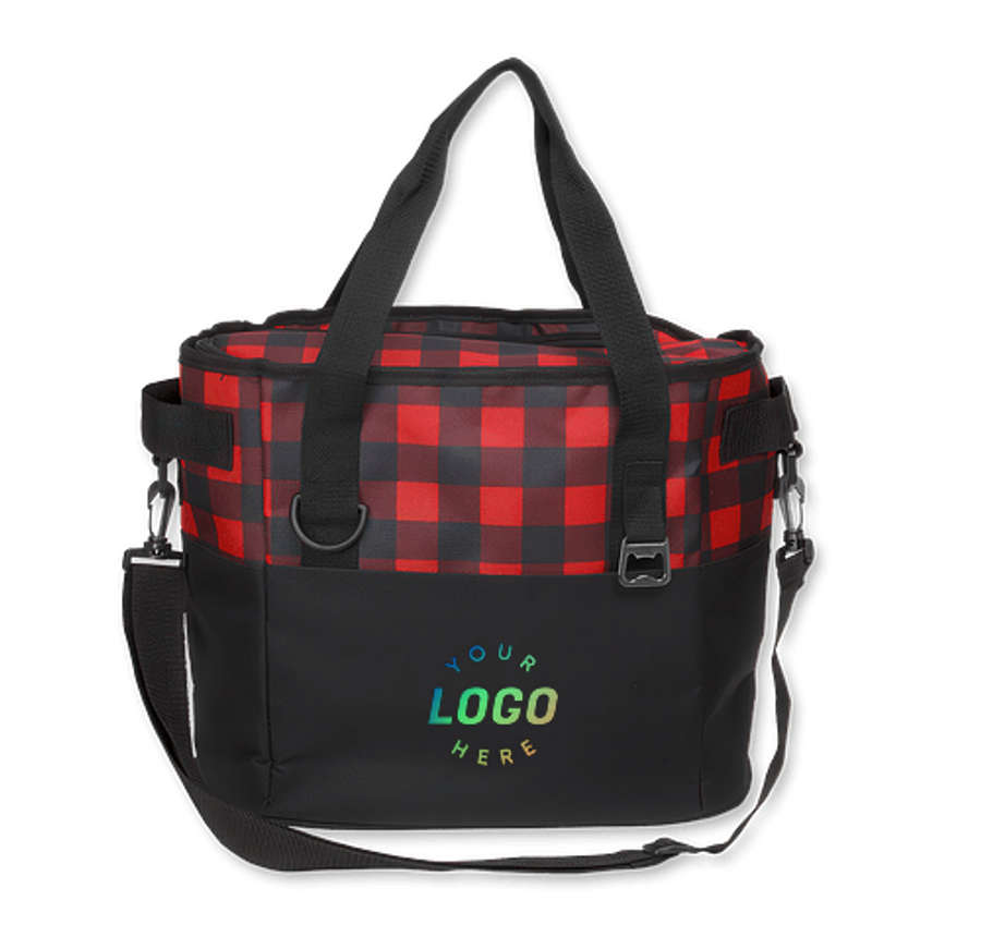 Plaid Insulated 20 Can Cooler Bag in Red