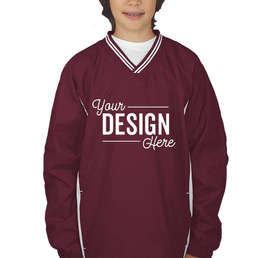 Sport-Tek Youth Tipped V-Neck Windshirt - Color: Maroon / White