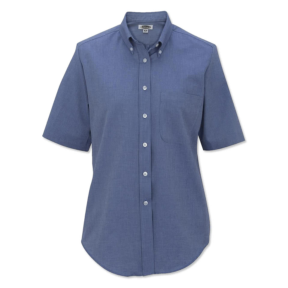 Edwards Women's Oxford Short Sleeve Easy Care Dress Shirt