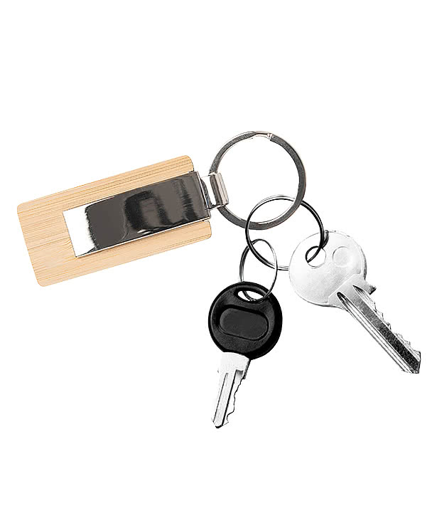 Laser Engraved Bamboo Keychain
