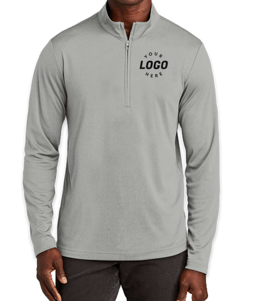 TravisMathew Coto Performance Quarter Zip Shirt - Embroidered in Quiet Shade Grey Heather