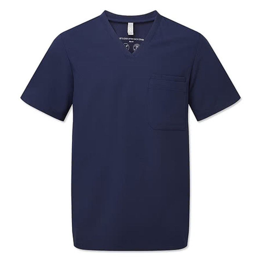 Onna Limitless Recycled Stretch V-Neck Scrub Top in Navy