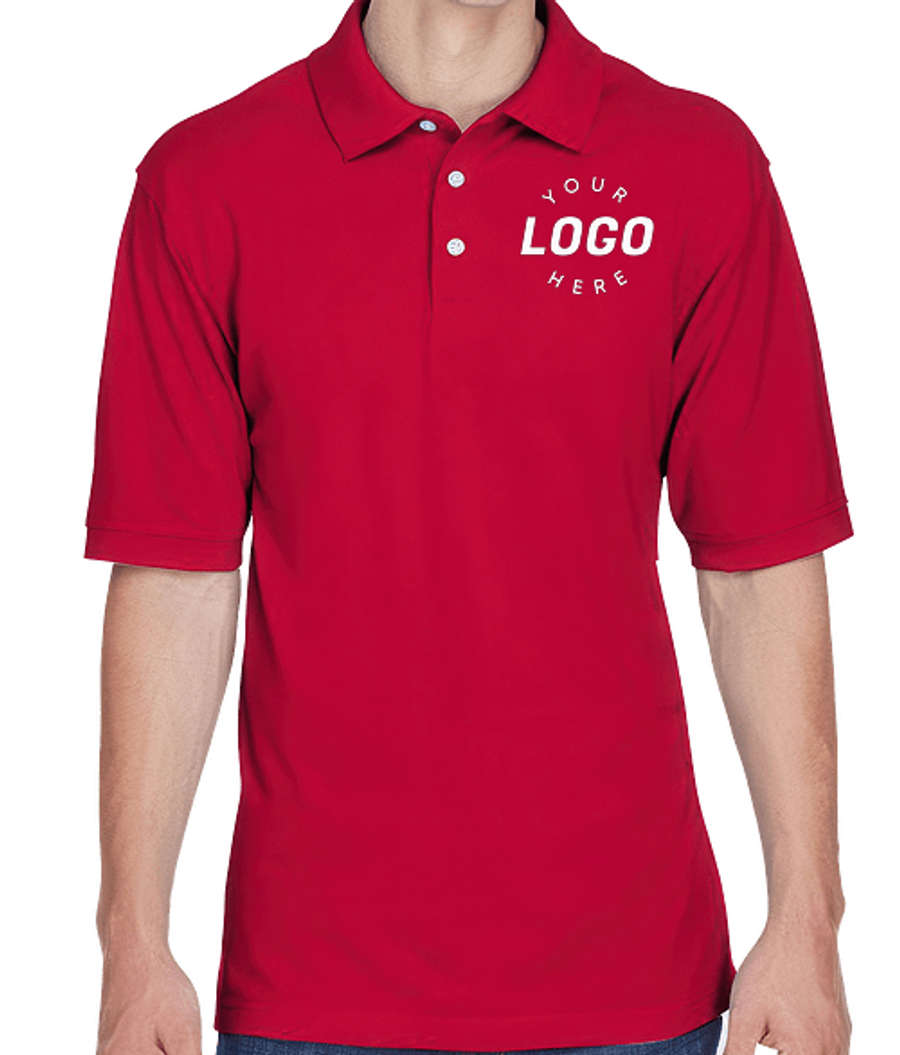 Harriton Easy Blend Pique Polo - Printed in Red