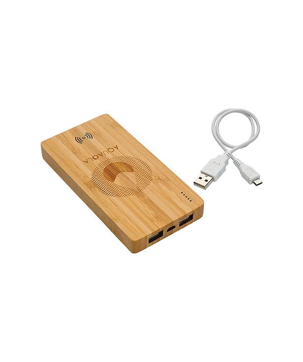 Laser Engraved Plank 5,000 mAh Bamboo Portable Wireless Power Bank