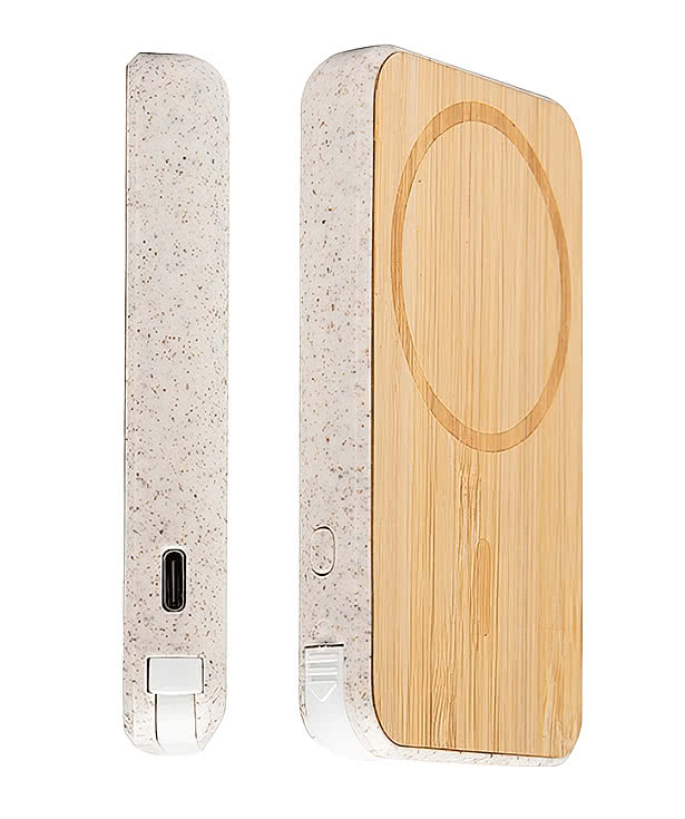 Laser Engraved Mag Max Bamboo 5,000 mAh Portable Power Bank