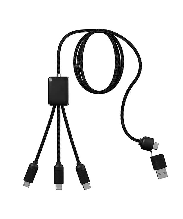 Laser Engraved 5-in-1 Charging Cable with Light-Up Logo