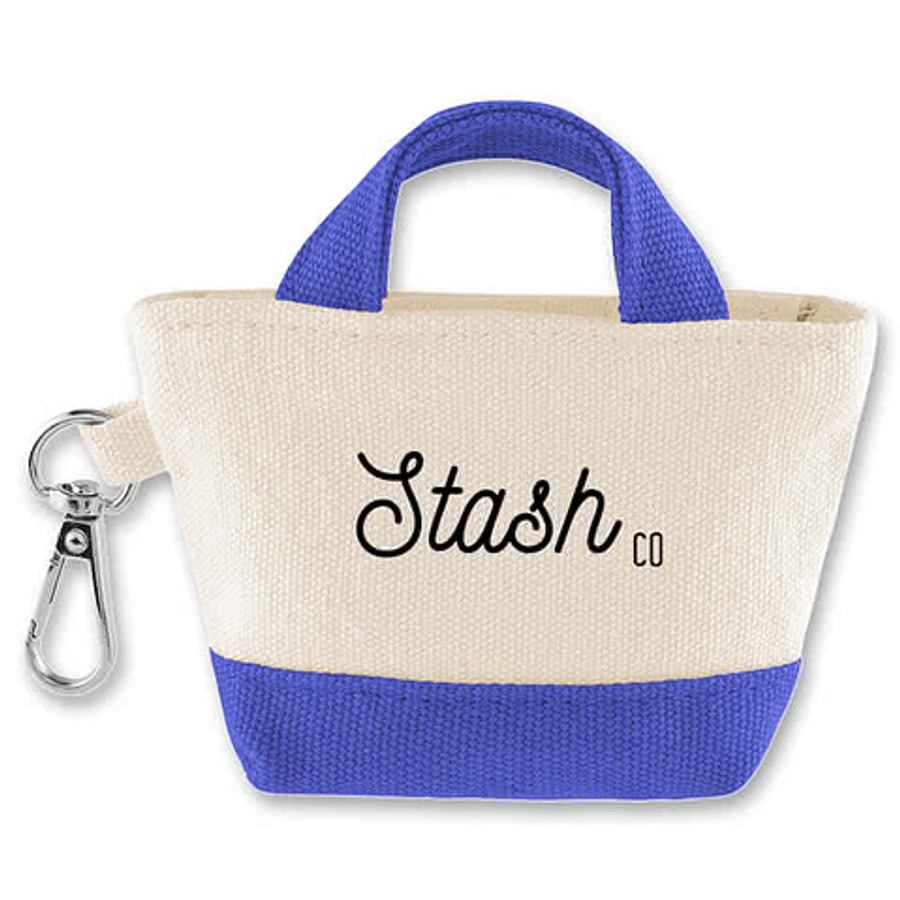 12 Oz. Recycled Cotton Mini Tote Bag Charm in NATURAL/NAVY
