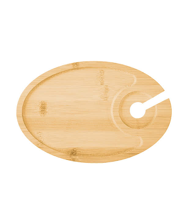 Laser Engraved Wine & Dine Recessed Bamboo Tray with Wine Glass Holder