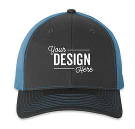 Richardson Snapback Trucker Hat - Color: Charcoal / Columbia Blue