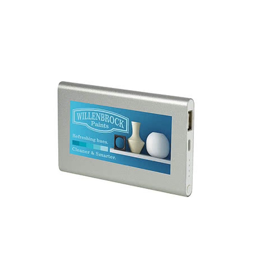Full Color 4,000 mAh Compact Aluminum Power Bank in Silver
