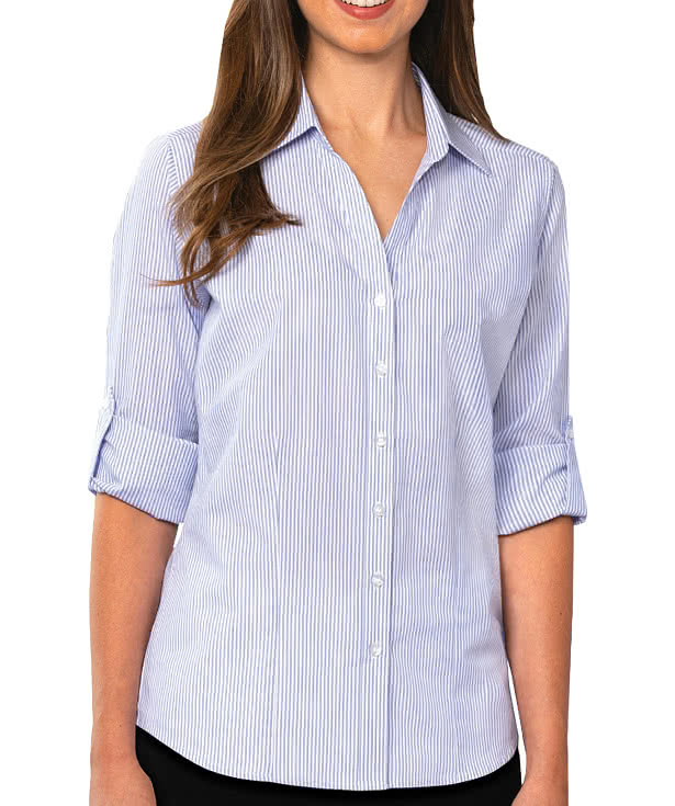 Blue Generation Women's Striped Poplin Dress Shirt