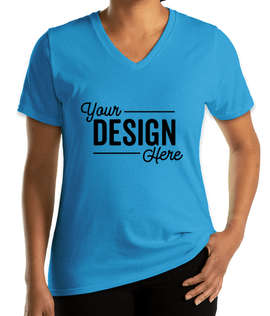 Port & Company Women's Core Cotton V-Neck T-shirt - Color: Aquatic Blue