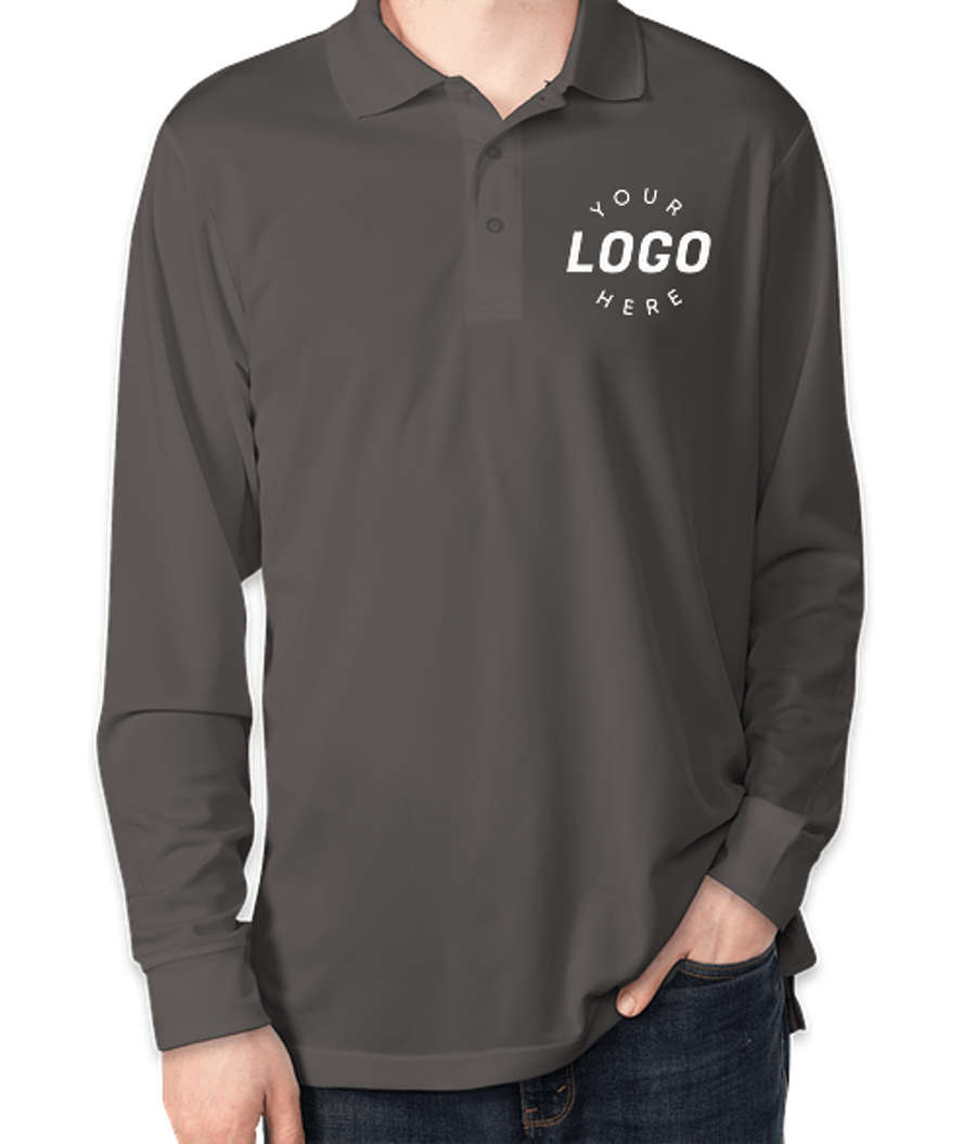 Core 365 Long Sleeve Performance Pique Polo - Printed in Carbon