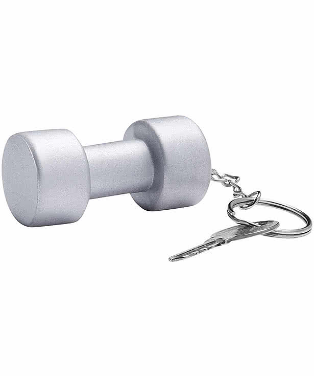 Silver Dumbbell Stress Reliever Keychain