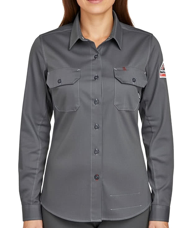 Bulwark Women's Flame Resistant Flex Knit Button Down Work Shirt