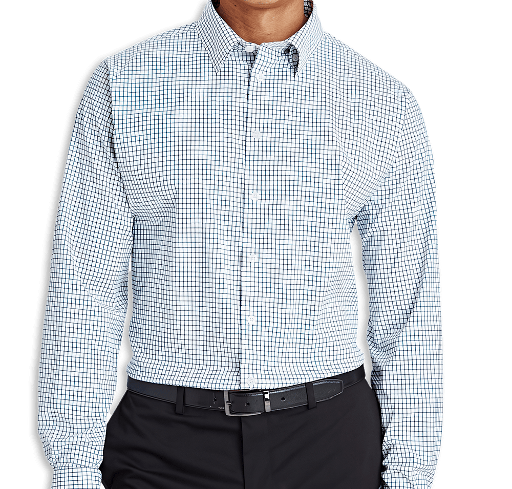 Devon & Jones CrownLux Micro Windowpane Performance Dress Shirt - Embroidered-default