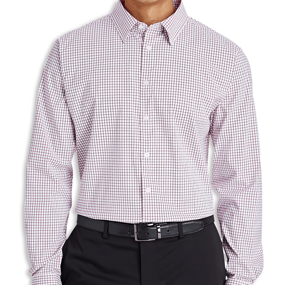 Devon & Jones CrownLux Micro Windowpane Performance Dress Shirt - Embroidered-default