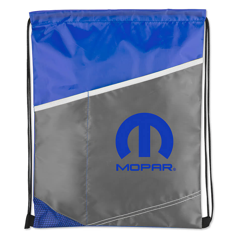 Contrast Diagonal Pocket Drawstring Bag