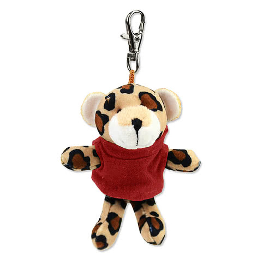 Full Color Wild Bunch 4" Leopard Plush Animal Keychain in Maroon
