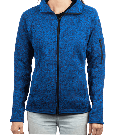 Burnside Women's Sweater Knit Full-Zip Jacket in Heather Navy