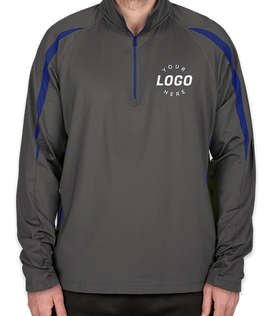 Sport-Tek Contrast Performance Half Zip Pullover - Color: Charcoal Grey / True Royal