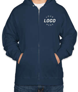 Hanes EcoSmart 50/50 Zip Hoodie - Embroidered - Color: Navy