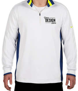 Nike Dri-FIT Half Zip Performance Pullover - Color: White / Deep Royal / Volt