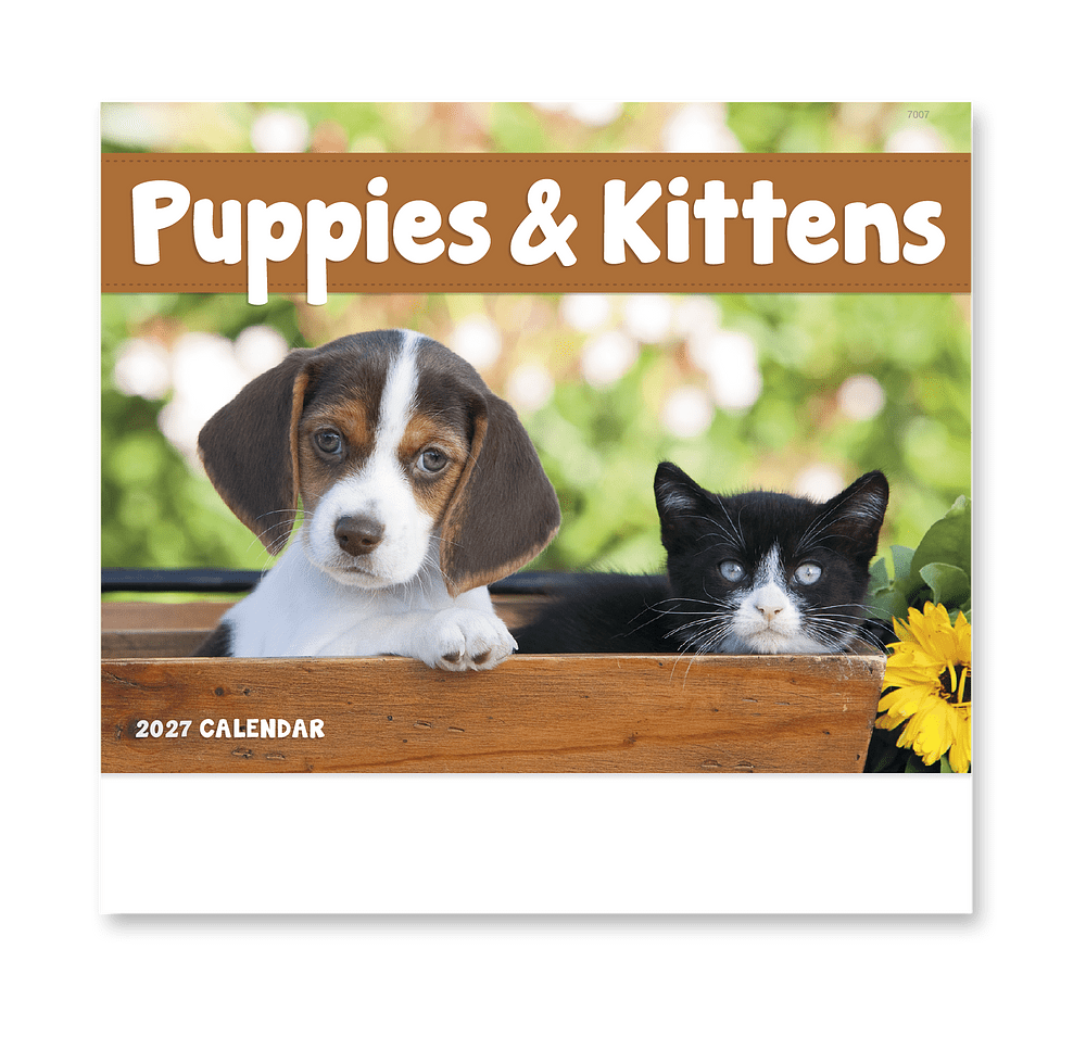 Puppies & Kittens Stapled Monthly Calendar-default