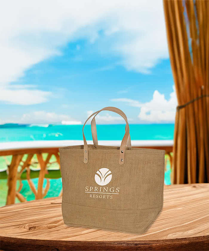 Hamptons Medium Eco-Responsible Zippered Jute Tote Bag